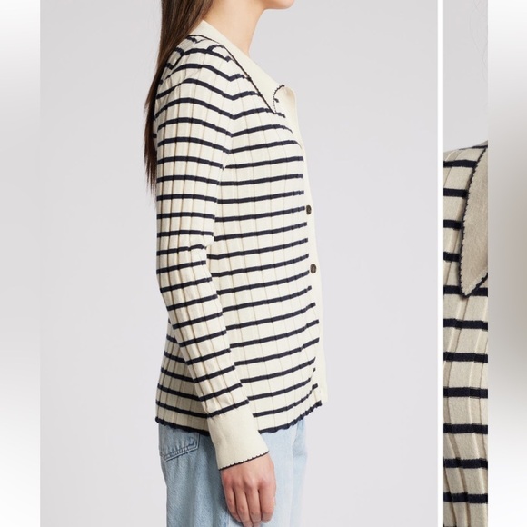 NWT RAILS Aurelia Striped long sleeve cotton and silk blend cardigan XS - Picture 4 of 6